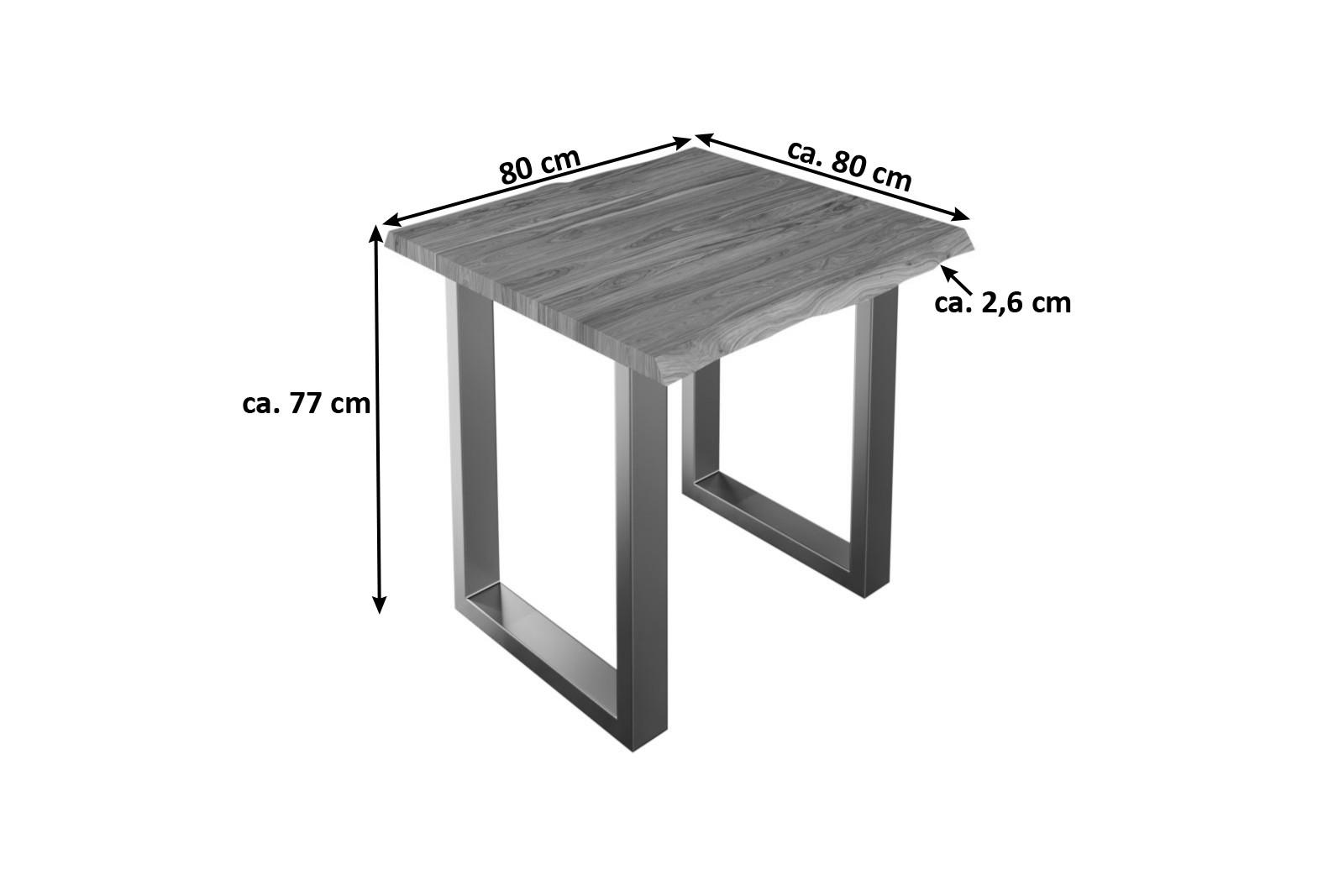 ESSTISCH LAUREN - Beige/Silberfarben, Holz/Metall (80/80/77cm) - SAM