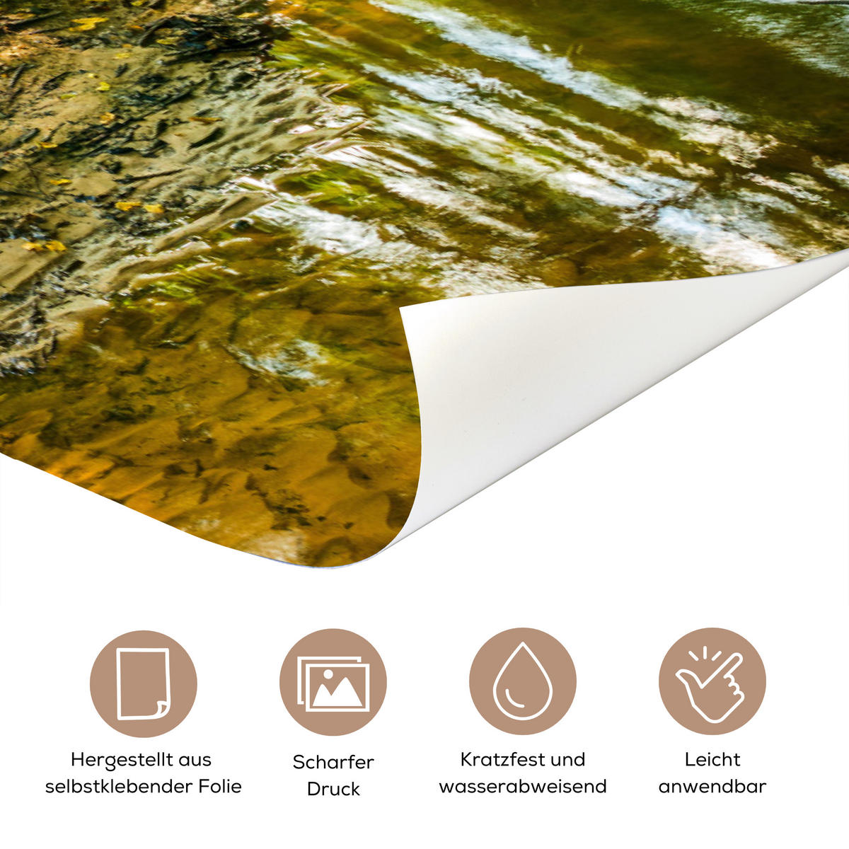 TÜRAUFKLEBER Wald - Landschaft - Wasser - Bäume - Sonne - Grün - Natur 80x215 cm - Türtapete - Hellgrün, Kunststoff (80/0.1cm) - MuchoWow