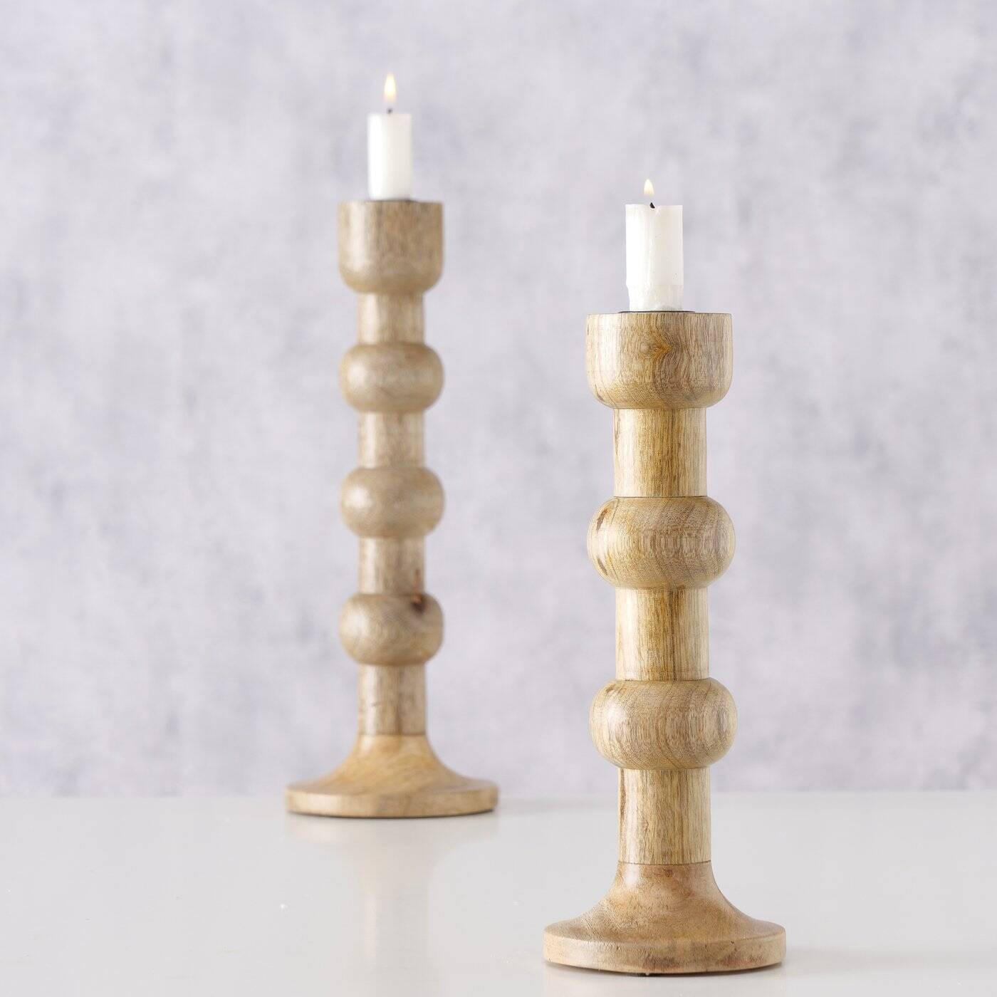 KERZENHALTER Bubbles 2er-Set - Hellbraun, Holz (12/34/12cm) - Boltze Home