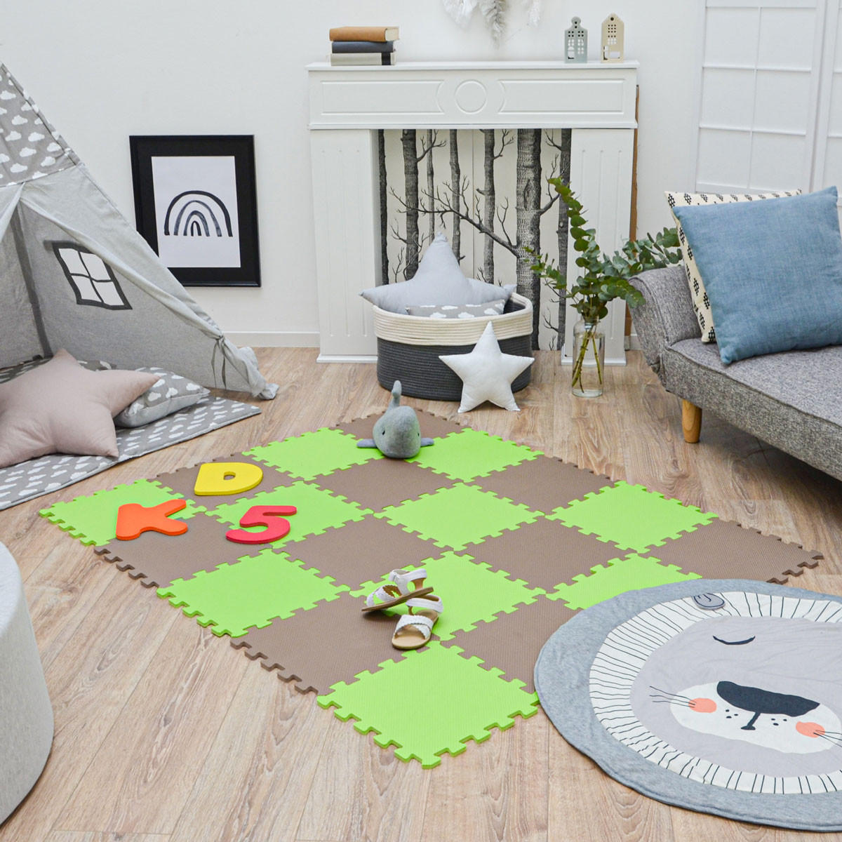 SPIELMATTE ab Null - 180/90/1 cm Puzzlematte Grün - Multicolor, Kunststoff (30/30cm) - Littletom