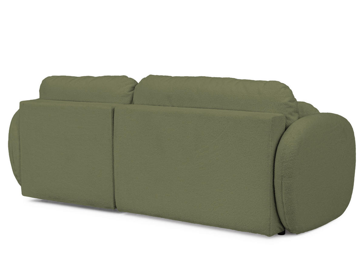 ECKSOFA Candy mit Schlaffunktion Grün Bouclé-Stoff - Ottomane rechts - Schwarz/Grün, Holz/Kunststoff (146/230cm) - S-Style Möbel