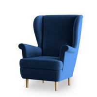 SESSEL LENTIO Ohrensessel Polstersessel, Blau - Blau, Holz/Holzwerkstoff (75/103/75cm) - MASSENO