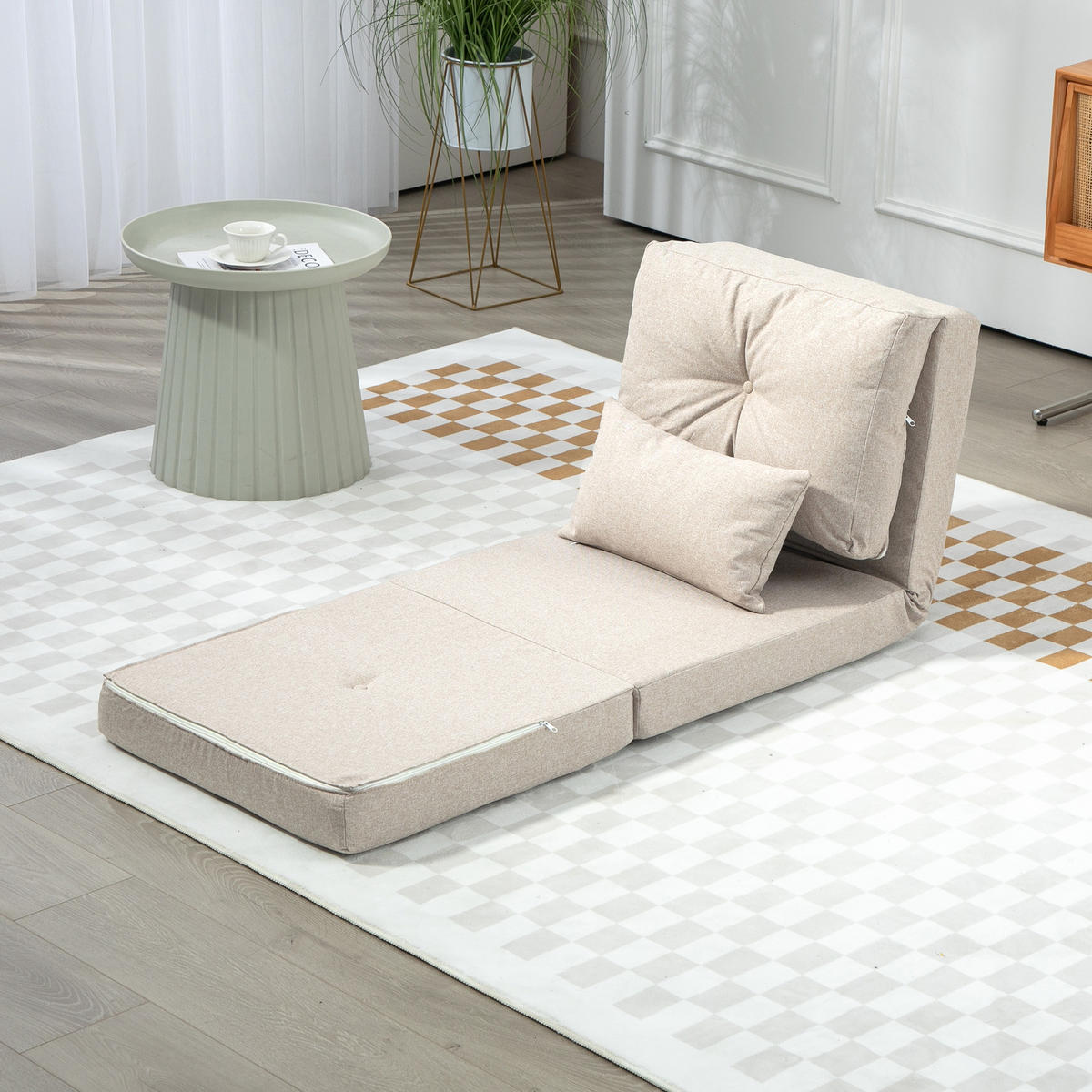 SCHLAFSESSEL DE-14580 5-fach verstellbar mit Kissen Beige - Beige, Textil (80/56/60cm) - ComfortXL