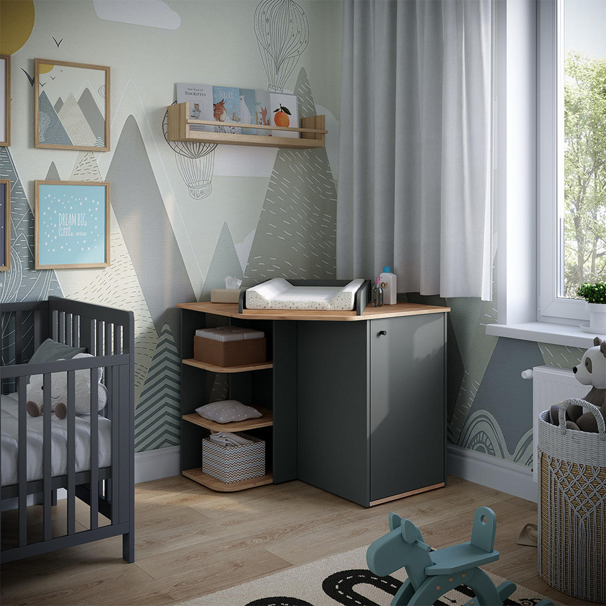 KOMODOVÝ PŘEBALOVACÍ STŮL Kristian Antracit/Artisan - antracitová, kompozitní dřevo (85/77.3/85cm) - Vicco