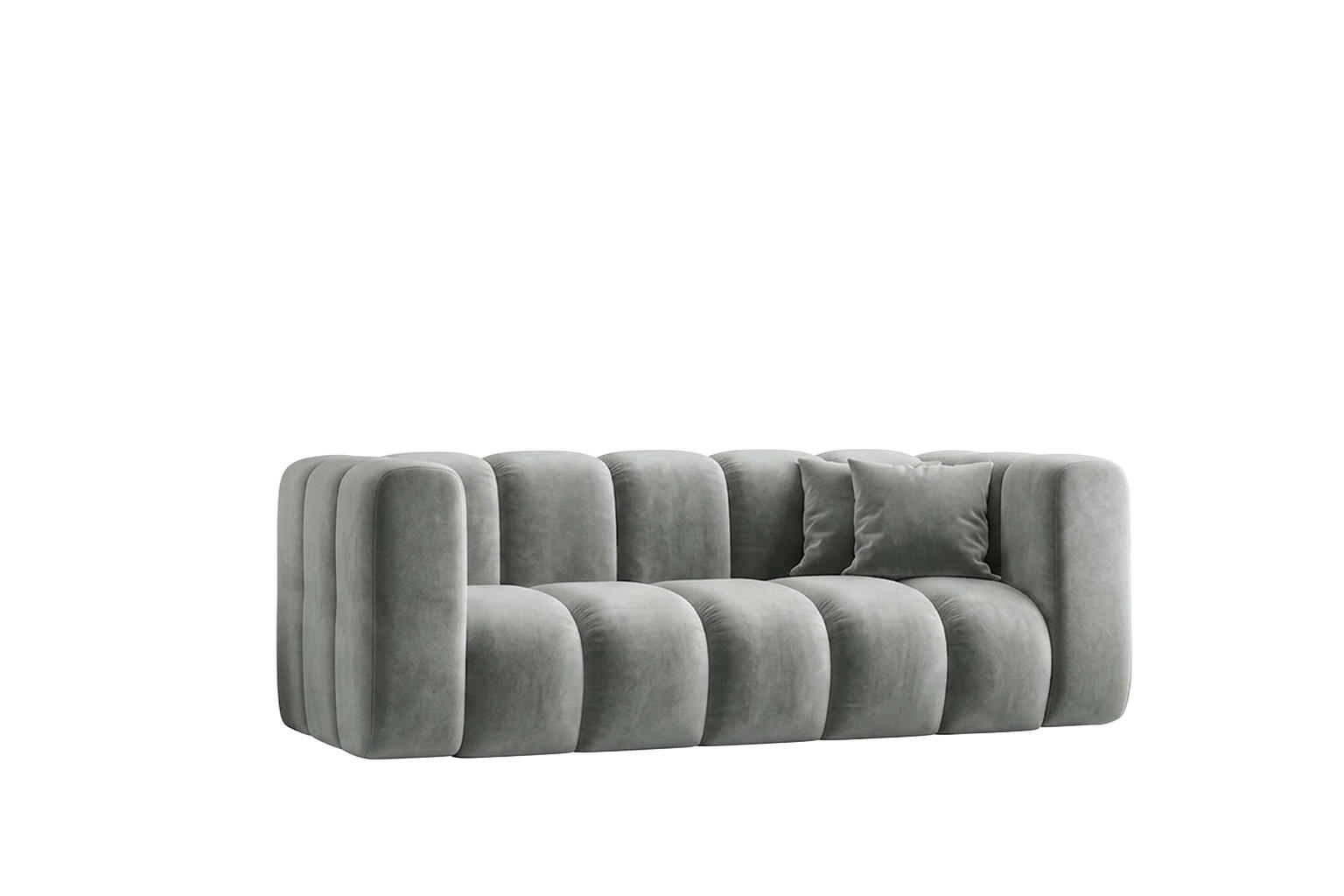 SOFA 2-Sitzer Modulares, Velvet-Stoff Riviera, Grau, GRAND - Grau, Holz (197/70/89cm) - Kaiser Möbel