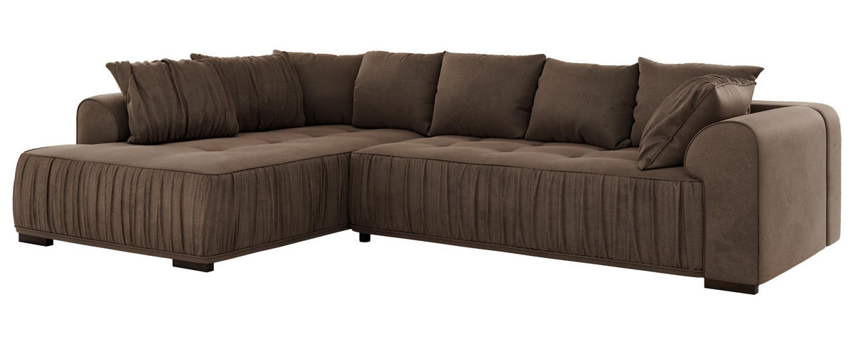 ECKSOFA ORTA Braun Velvet - Links - Schwarz/Braun, Textil (325/200cm) - MKS
