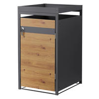 MÜLLTONNENBOX 1er mit Pflanzdach Anthrazit-Eichenoptik - Braun, Metall (68/124/80cm) - ML-DESIGN