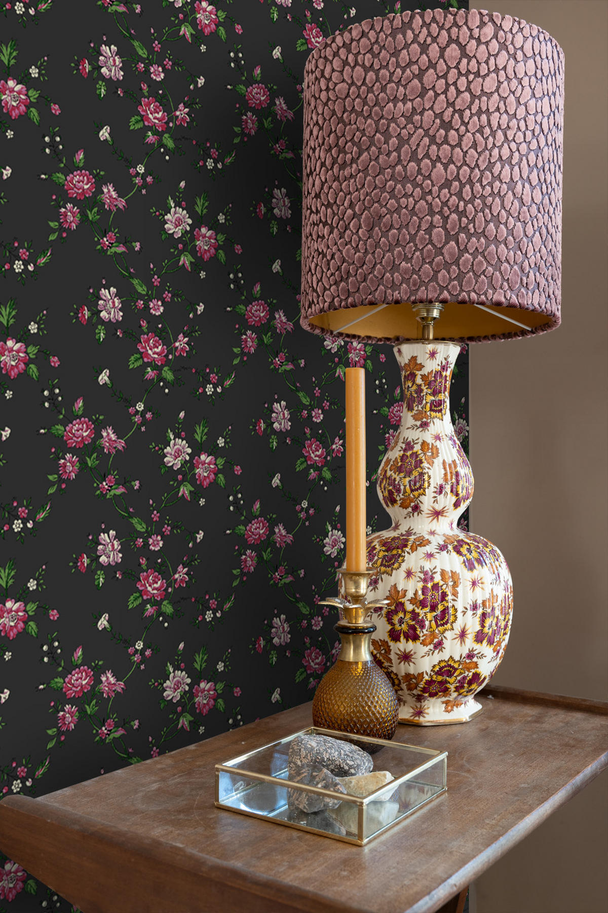 TAPETE Blumen 53 cm x 10.05 m - Schwarz, Papier (53/1000cm) - Origin Wallcoverings