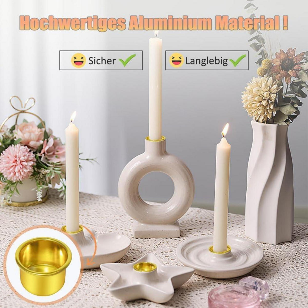 KERZENHALTER Set 36 Stück Gold - Goldfarben, Metall (2.2/1.9/2.2cm)