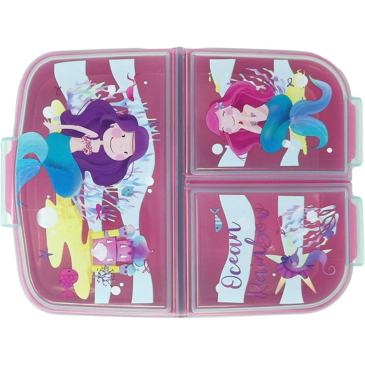 BROTDOSE Kinder mit Unterteilung Meerjungfrau 18 cm - Multicolor, Kunststoff (14/7/18cm)
