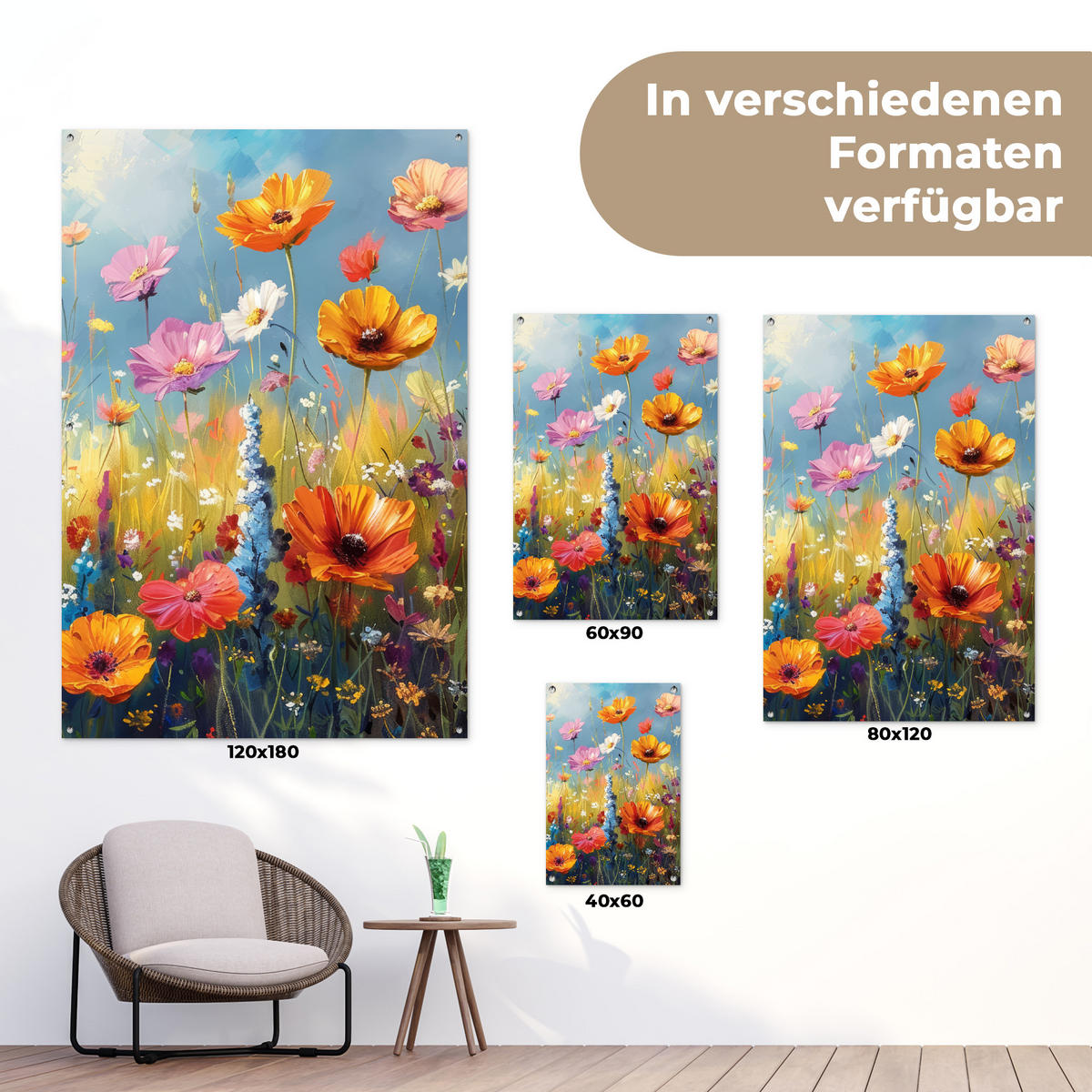 ZAHRADNÍ PLAKÁT Květiny - Příroda - Botanické - Umění 80x120 cm - světle modrá, plast (80/120/0.2cm) - OnlyWow