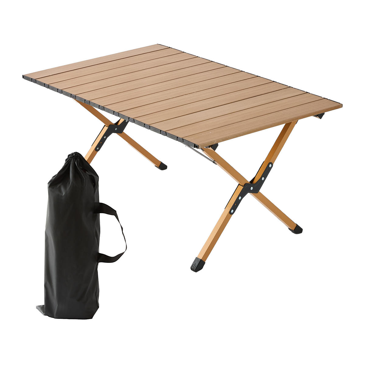 CAMPINGTISCH - Hellbraun, Kunststoff/Metall (60/90/44cm) - Relaxdays