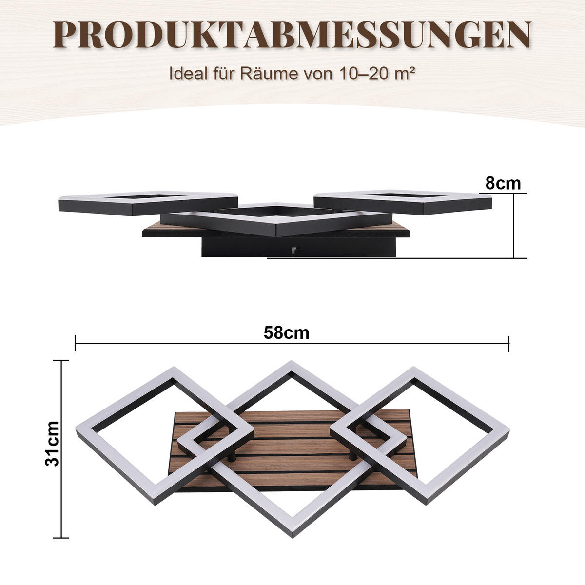 LED DECKENLEUCHTE Daxenli 58/31/8 cm - Schwarz, Kunststoff/Metall (58/31/8cm) - ZMH