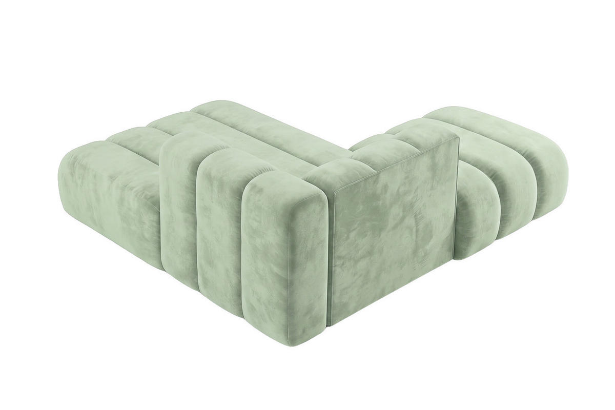 CHAISELONGUE Modulare Mit Hocker, Velvet-Stoff Riviera, Mintz, Links, GRAND - Mintgrün, Holz (204/179cm) - Kaiser Möbel