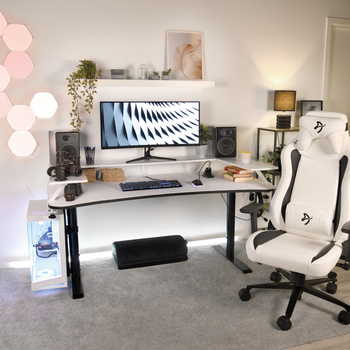 SCHREIBTISCHAUFSATZ Arena 80/23/15 cm Weiß - Weiß, Metall (23/80/15cm) - Arozzi