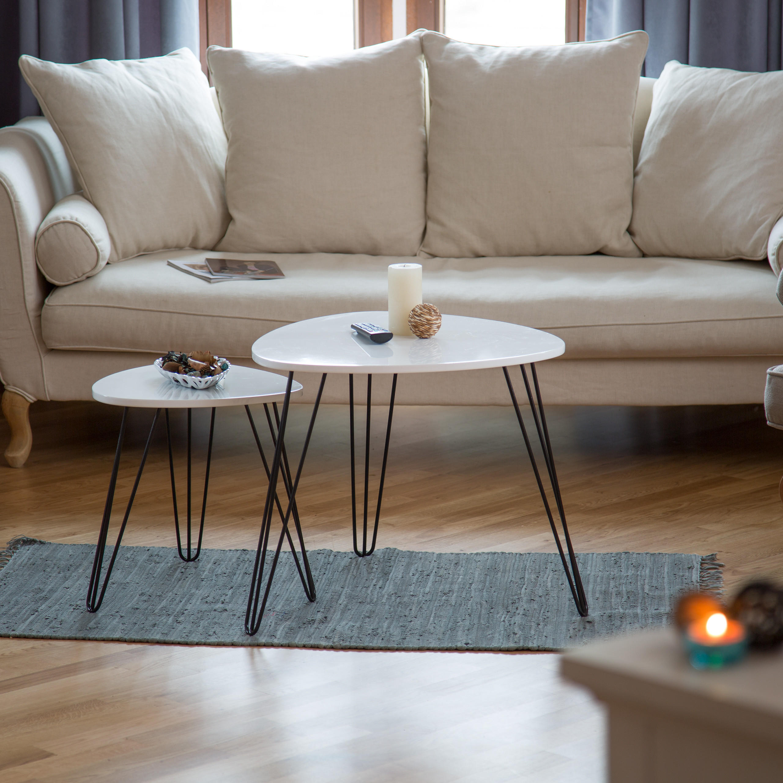 2XBEISTELLTISCH - Weiß, Holzwerkstoff/Metall (60/60/52cm) - Relaxdays