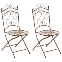 GARTENKLAPPSTUHL 2er Set Metall antik braun - Braun, Metall (40/92/50cm) - CLP