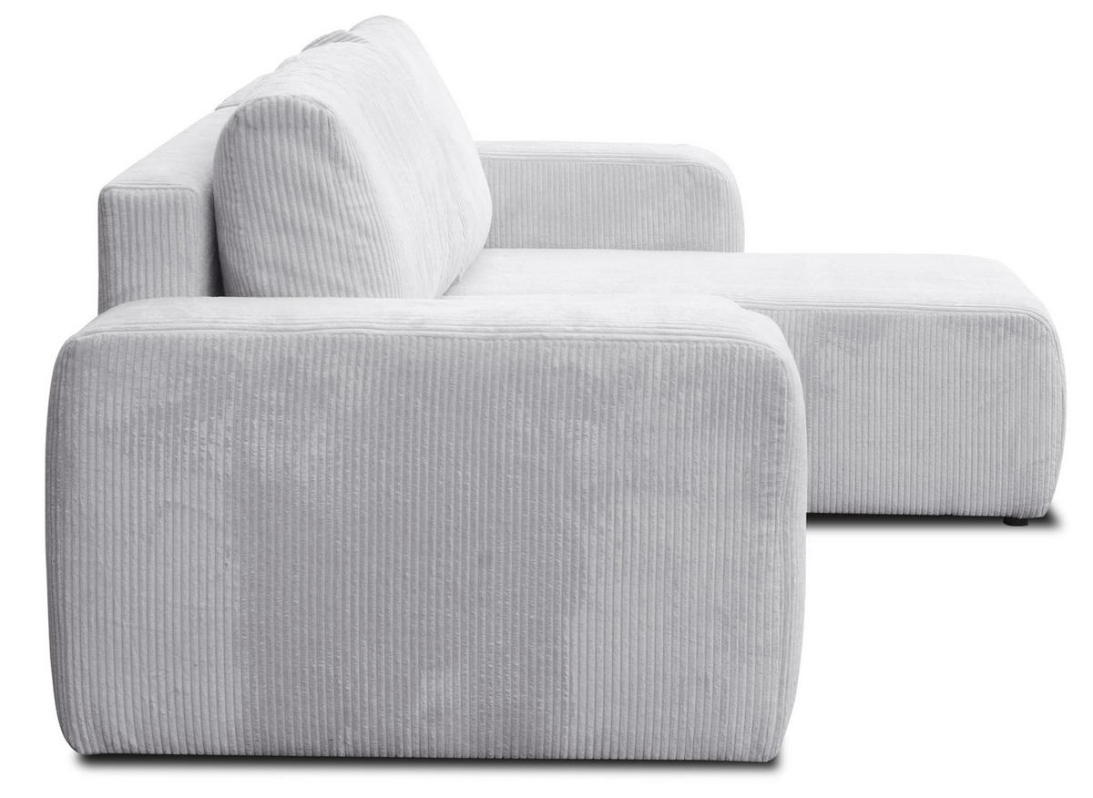 ECKSOFA LUNA mit Schlaffunktion und Bettkasten Cord-Stofff (Hellgrau) - Hellgrau, Textil (244/142cm) - VENASI MÖBEL
