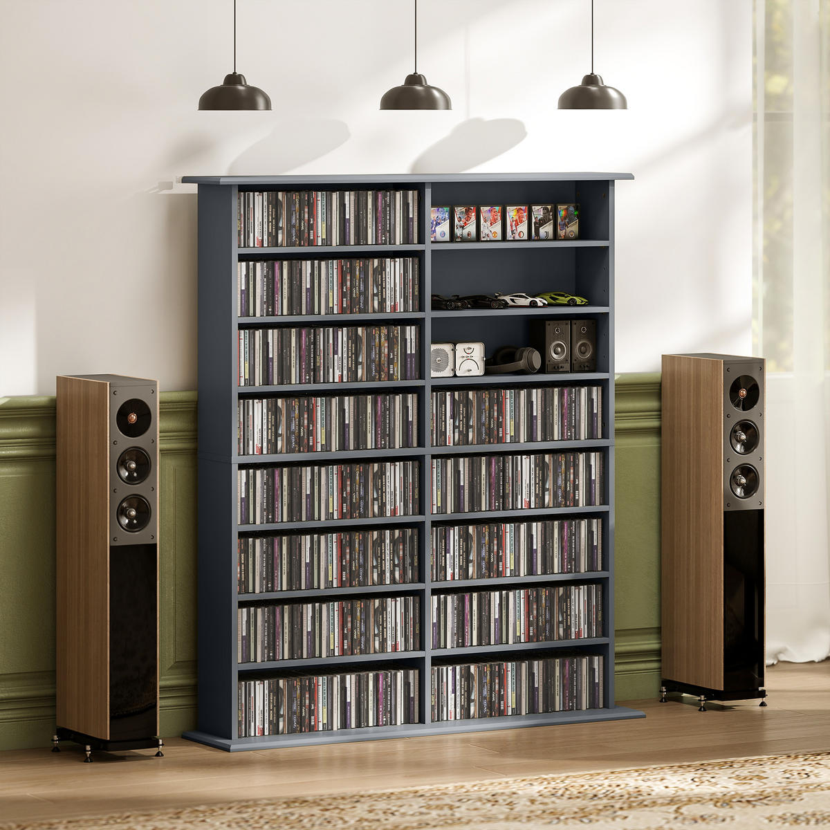CD-REGAL DE-14528 16 Fächer mit verstellbaren Böden Grau - Grau, Holzwerkstoff (24/126.3/106.5cm) - ComfortXL
