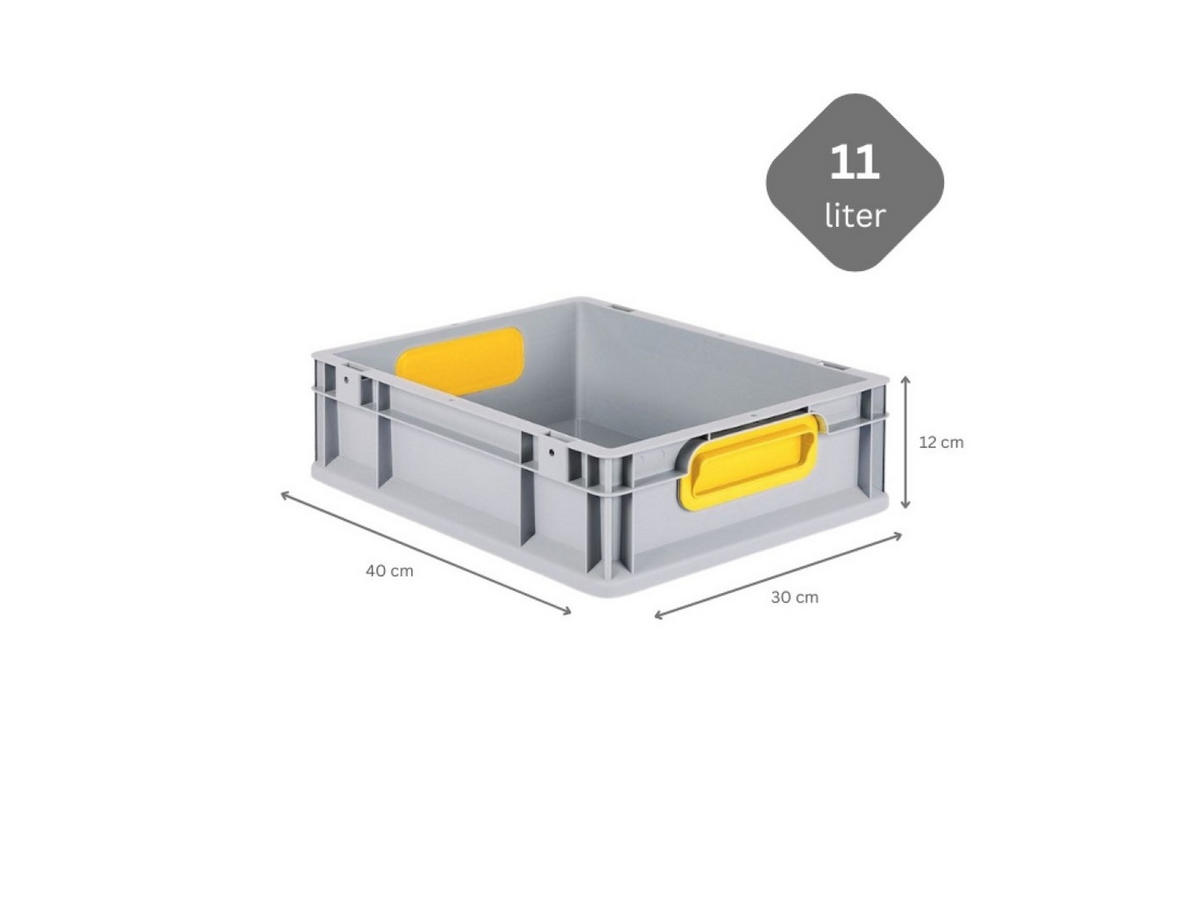EUROBOX 16x Nextgen Color 12x30x40cm 11 Liter Griffe Gelb Geschlossen - Gelb, Kunststoff (30/12/40cm) - PROREGAL