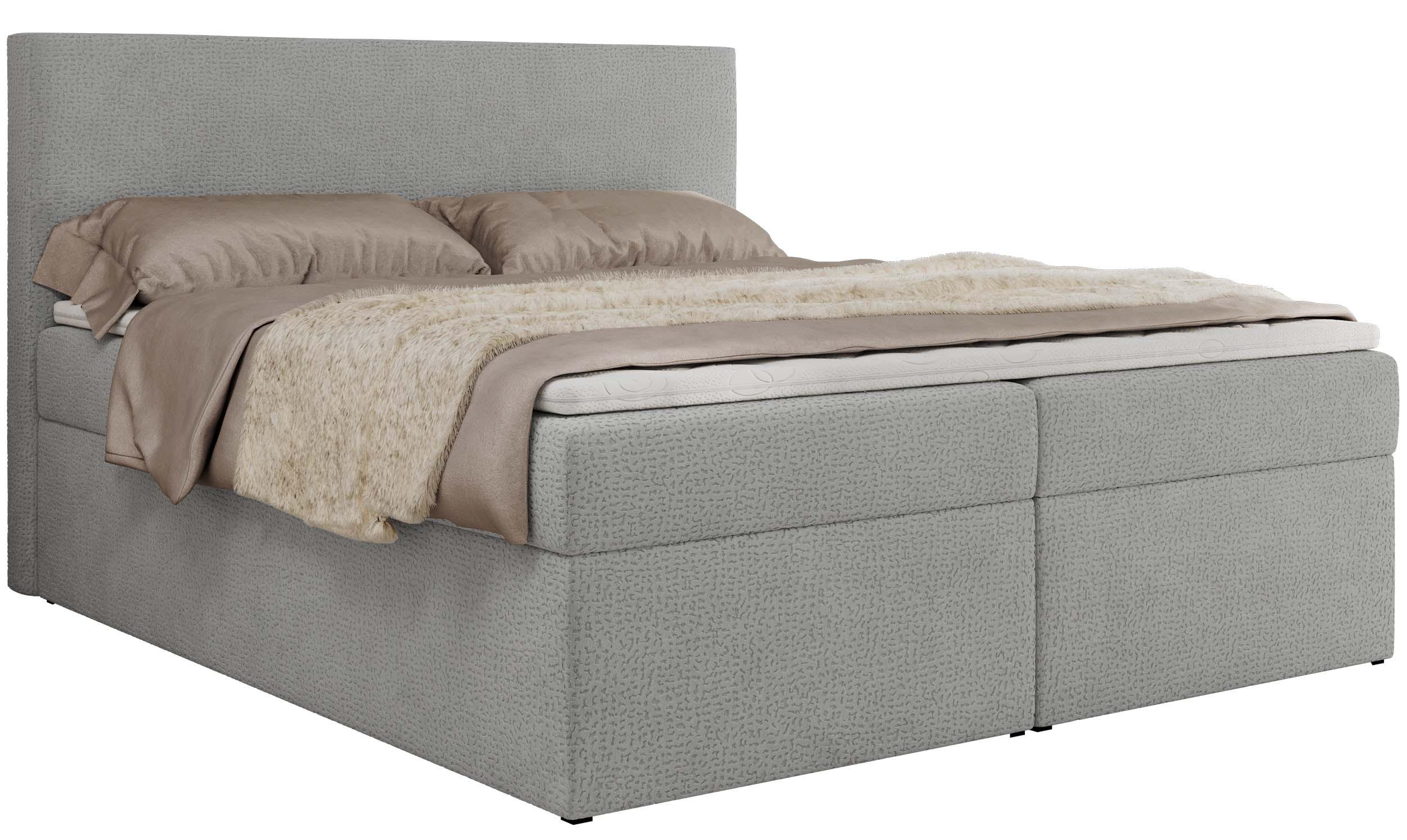 BOXBETT JAGUAR 180/200 - Hellgrau Struktur - H4 - Hellgrau, Holz/Textil (180/200cm) - MKS