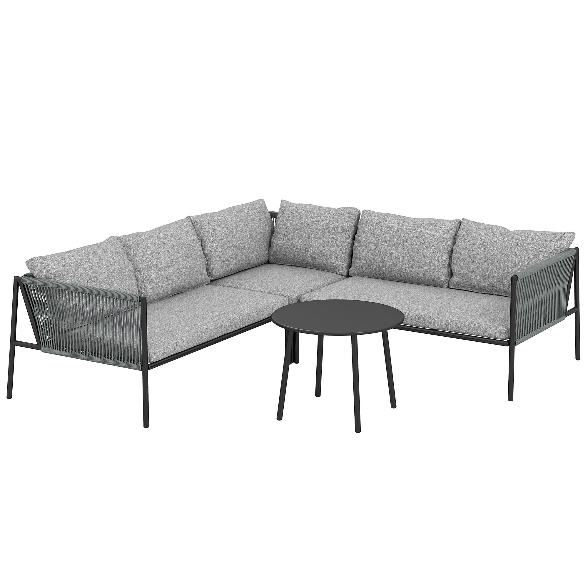 GARTENMÖBEL LOUNGE-SET DE-06738 mit Ecksofa & Tisch, für 6 Personen Dunkelgrau - Dunkelgrau, Kunststoff/Metall - ComfortXL