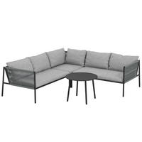 GARTENMÖBEL LOUNGE-SET DE-06738 mit Ecksofa & Tisch, für 6 Personen Dunkelgrau - Dunkelgrau, Kunststoff/Metall - ComfortXL