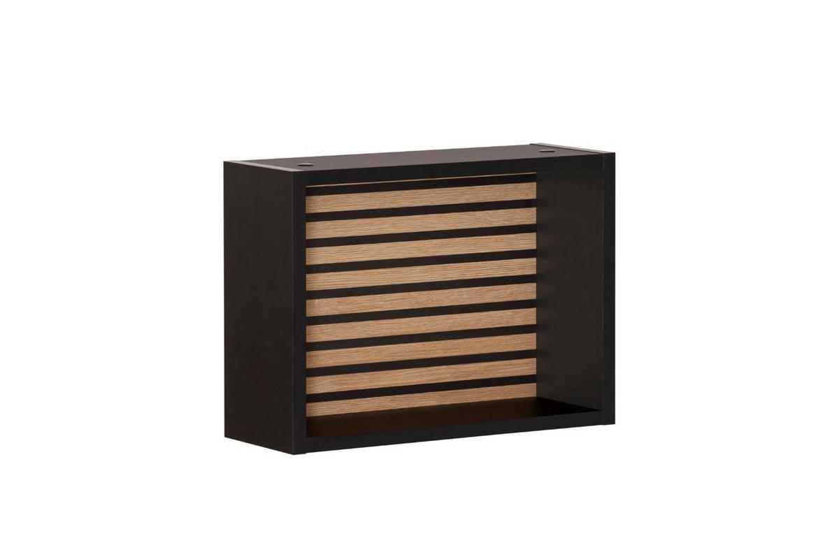 WANDREGAL Zebra 30x40x16 cm 1x Würfelregal Akustikpaneele Eiche/Schwarz - Schwarz, Holz (40/30/16cm) - PROREGAL