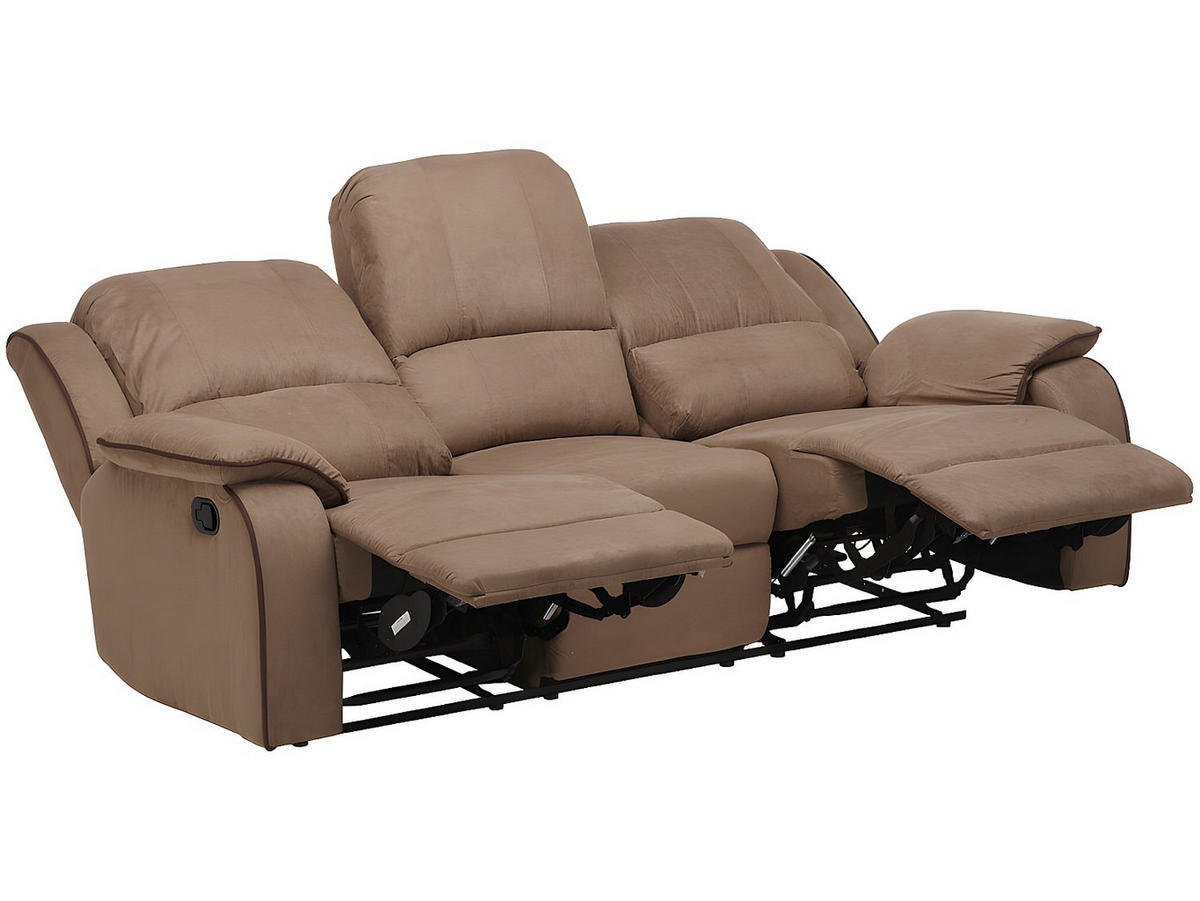 COUCHGARNITUR mit Sessel - 6 Personen - Stoff, Stoff - Taupe - HERNANI - Taupe, Textil (210/99/96cm) - Vente-Unique