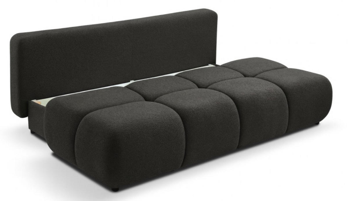 SOFA Schwarz MILA Ausziehbar Ohne Armlehnen Bouclé Stoff - Schwarz, Textil (214/89/104cm) - Sepro Meble