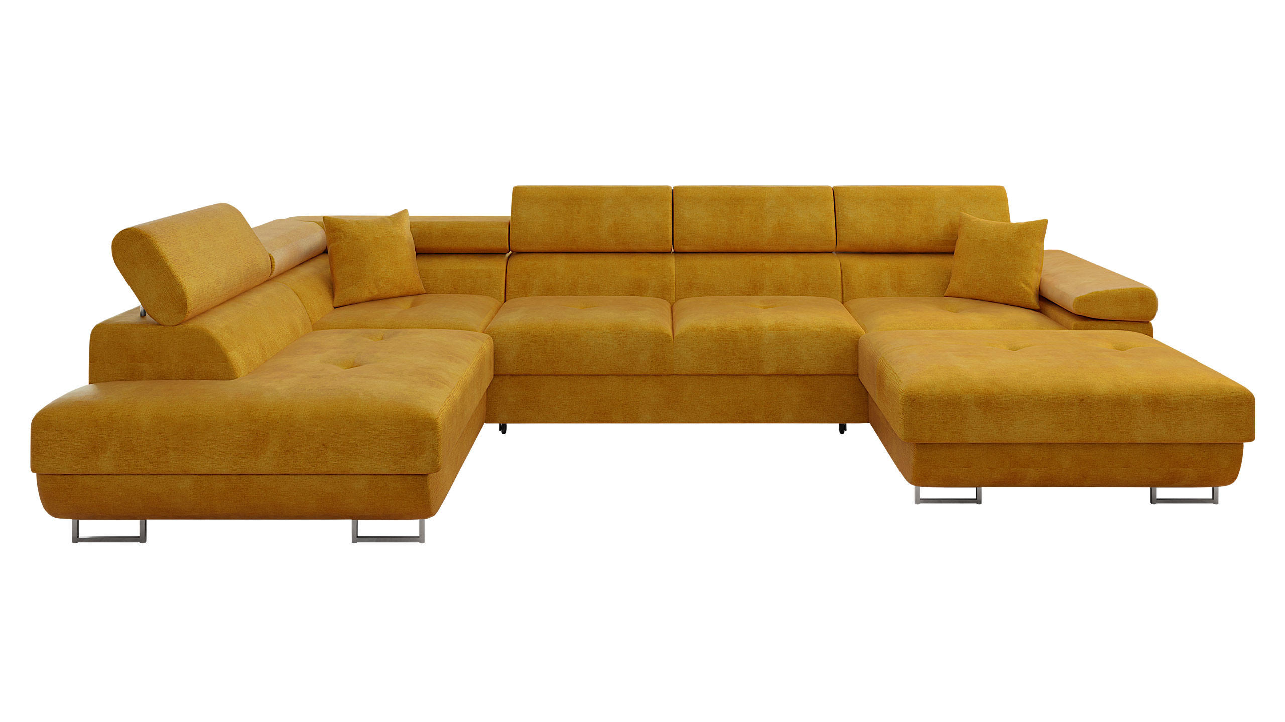 WOHNLANDSCHAFT Torezio Bis, Seite: Links - Currygelb, Holz/Textil (346/90/203cm) - MIRJAN24