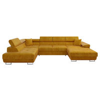 WOHNLANDSCHAFT Torezio Bis, Seite: Links - Currygelb, Holz/Textil (346/90/203cm) - MIRJAN24