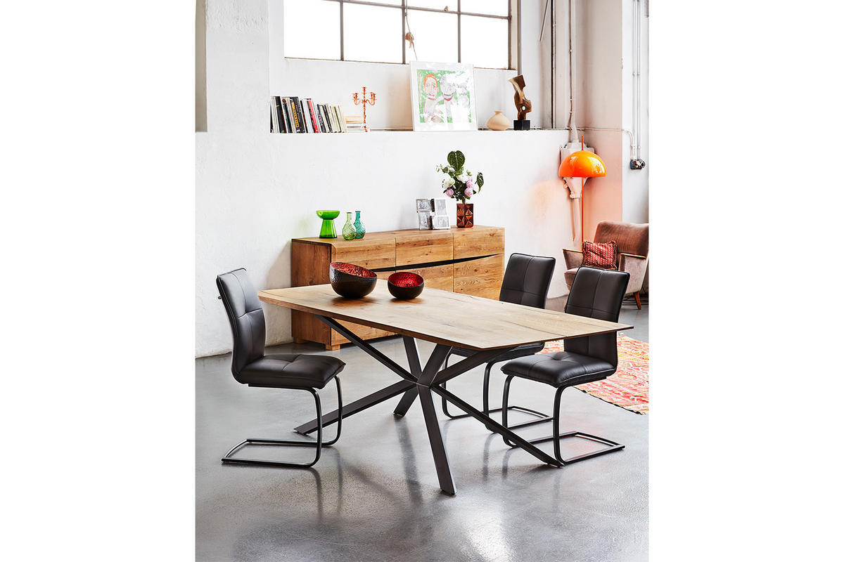 ESSTISCH YOSHA Holz - Schwarz/Naturfarben, Holz (220/95/76cm) - KAWOLA