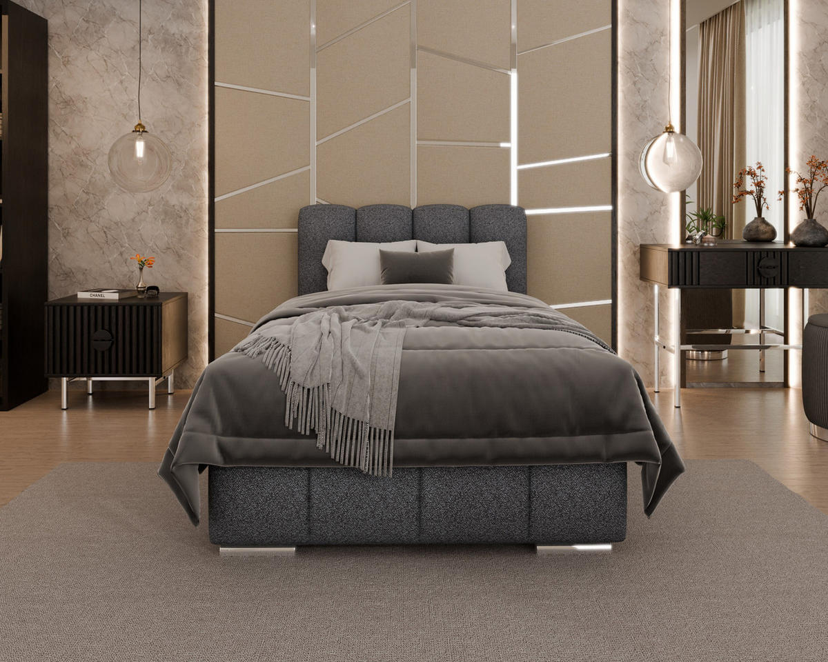 POLSTERBETT Zaira 100x200cm – Elegantes Polsterbett für modernen Wohnstil , ohne matratze, Graphitfarben - Graphitfarben, Holz (100/200cm) - Homesy