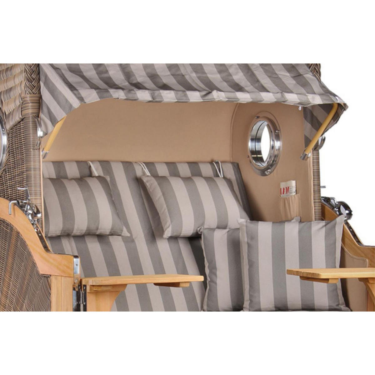 STRANDKORB Baltikum Teak 2,5 Sitzer - Braun/Grau, Holz/Metall (142/170/95cm) - Mr. Deko