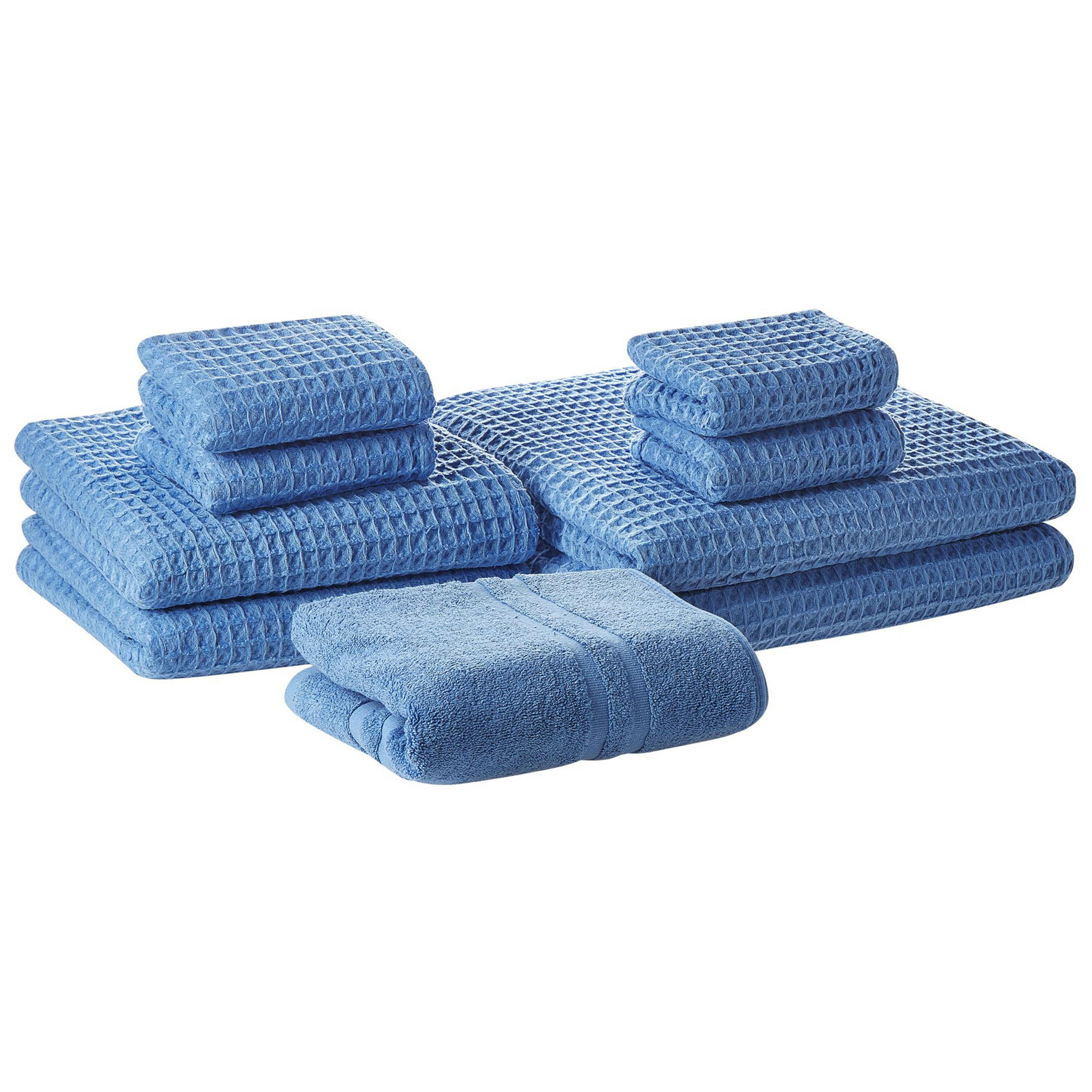 BADEHANDTUCH 9-teilig Blau Areora - Blau, Textil (70/140cm) - Beliani