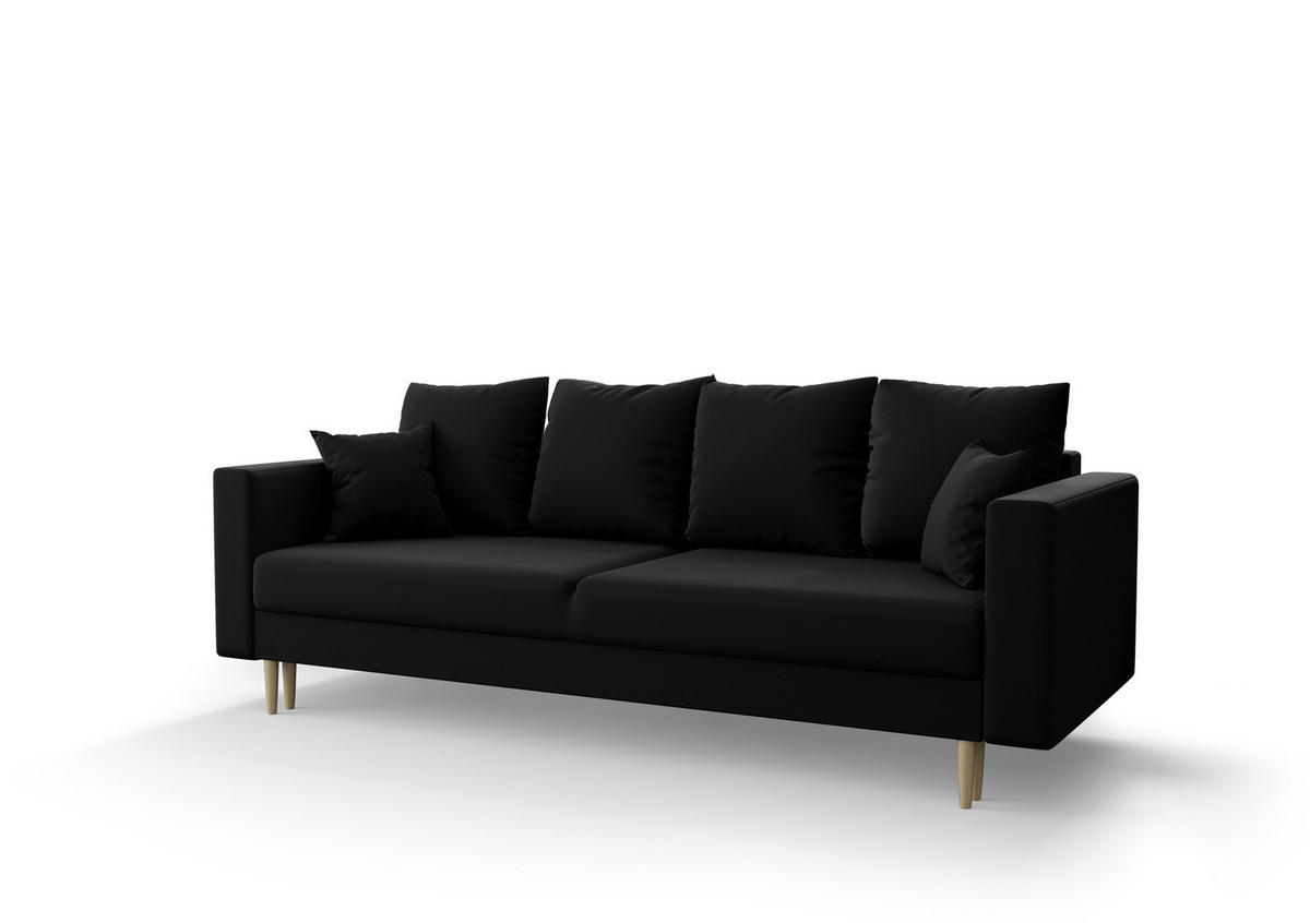 SOFA KRISTI mit Schlaffunktion ITAKA 15 Sofa mit Stauraum - Schwarz, Textil (90/87/230cm) - Bedante