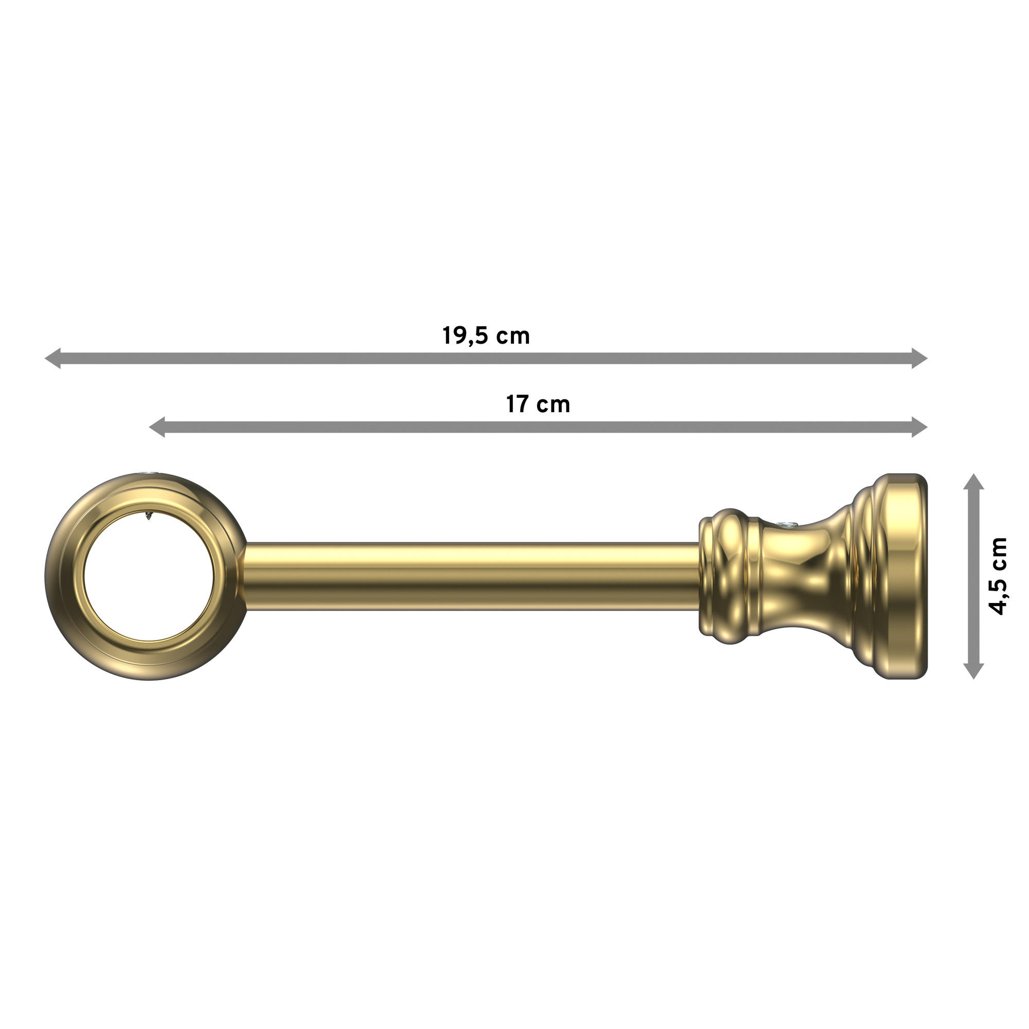 TRÄGER FÜR GARDINENSTANGEN 28 mm Ø, Classic 1-läufig, Messing-farbig - Messingfarben, Kunststoff (19.5/5/5cm) - INTERDECO