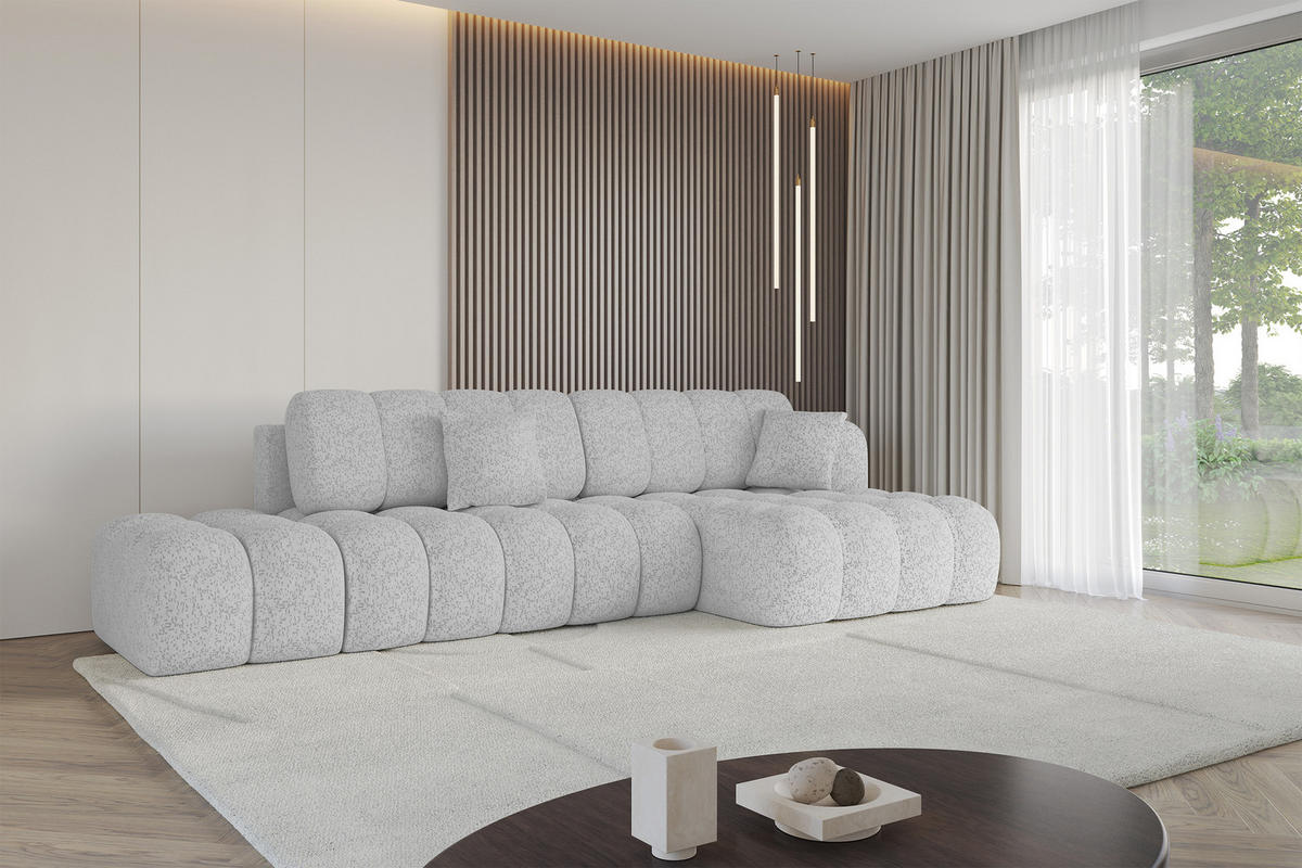 ECKSOFA mit Schlaffunktion Ottomane RECHTS OLEA-L2 321x164x75 Grau Tissu - Graphitfarben/Schwarz, Holzwerkstoff/Kunststoff (164/321cm) - ALTDECOR
