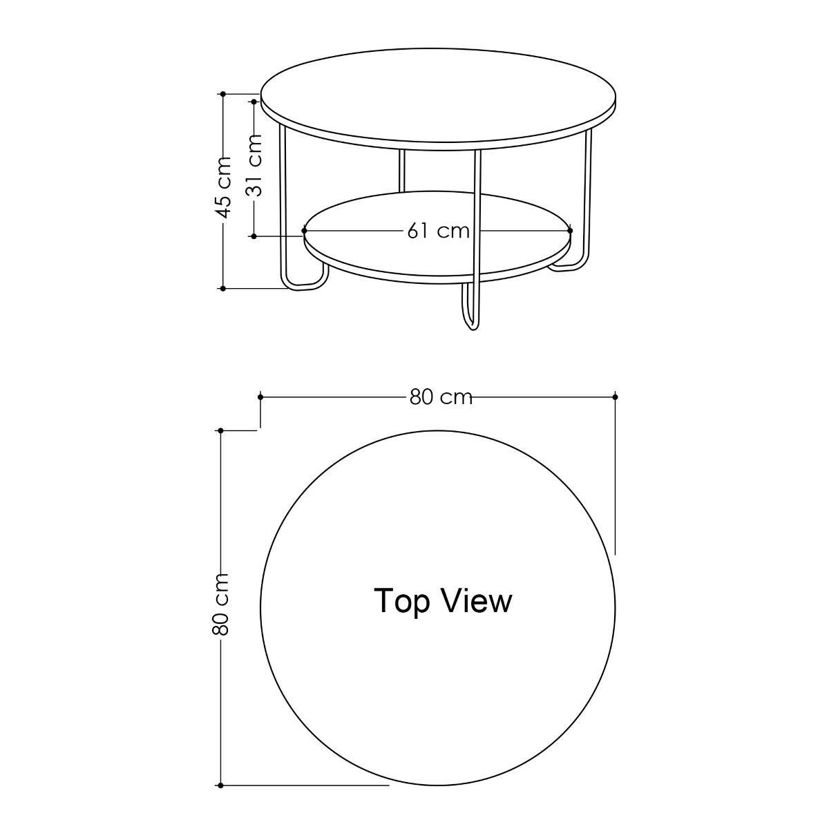 COUCHTISCH mit 2 Tabletts und Metallfüßen - Diam 80 cm - Corro - Weiß, Holzwerkstoff (80/80/45cm) - Calicosy