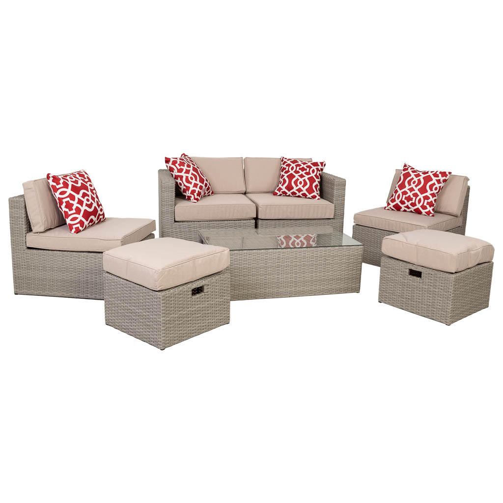 GARTENLOUNGE aus Rattan - Grau, Naturmaterialien - Wanderlust