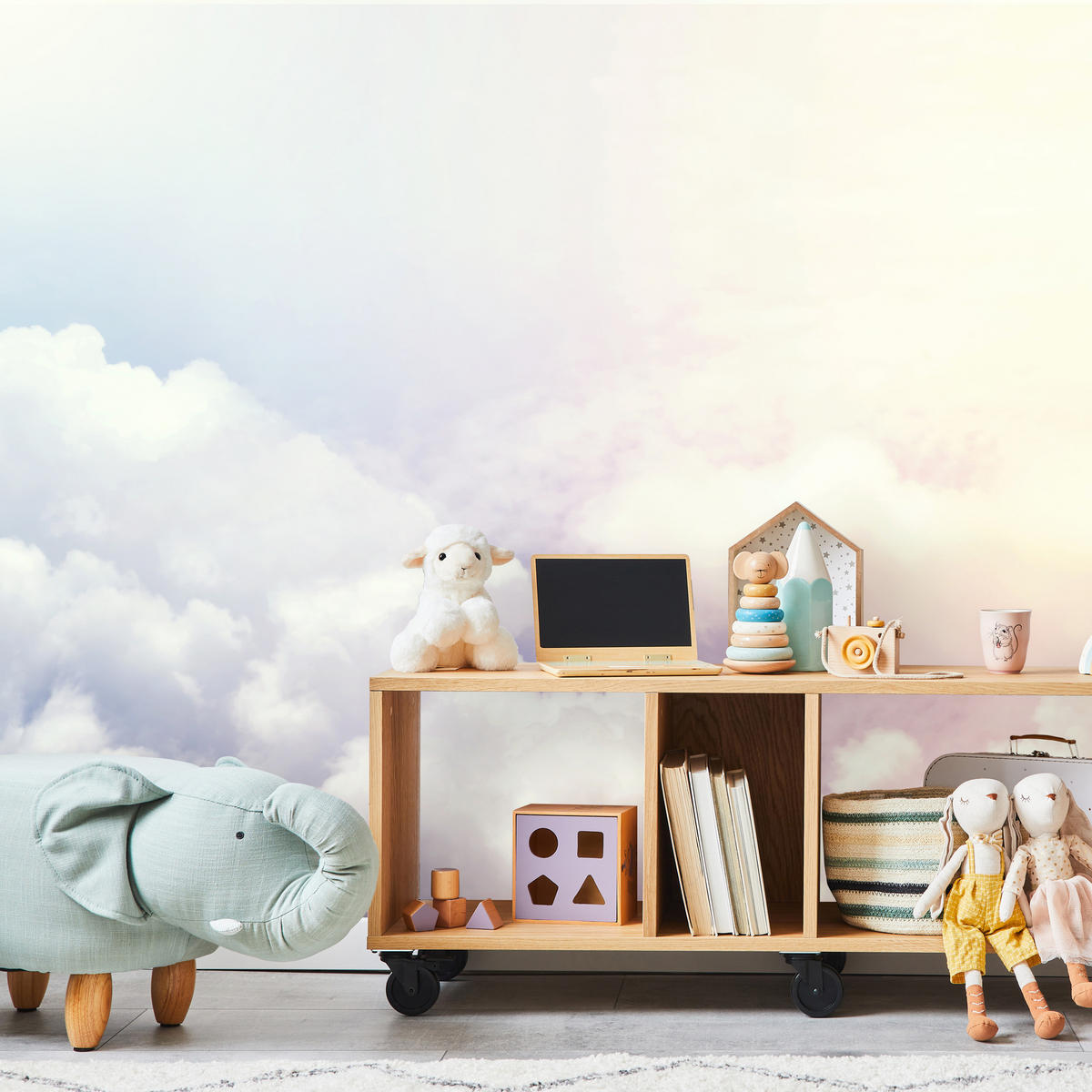 FOTOTAPETE für Schlafzimmer Blau Rosa Himmel Wolken 500x350 - Blau/Beige, Papier (500/350cm) - Muralo