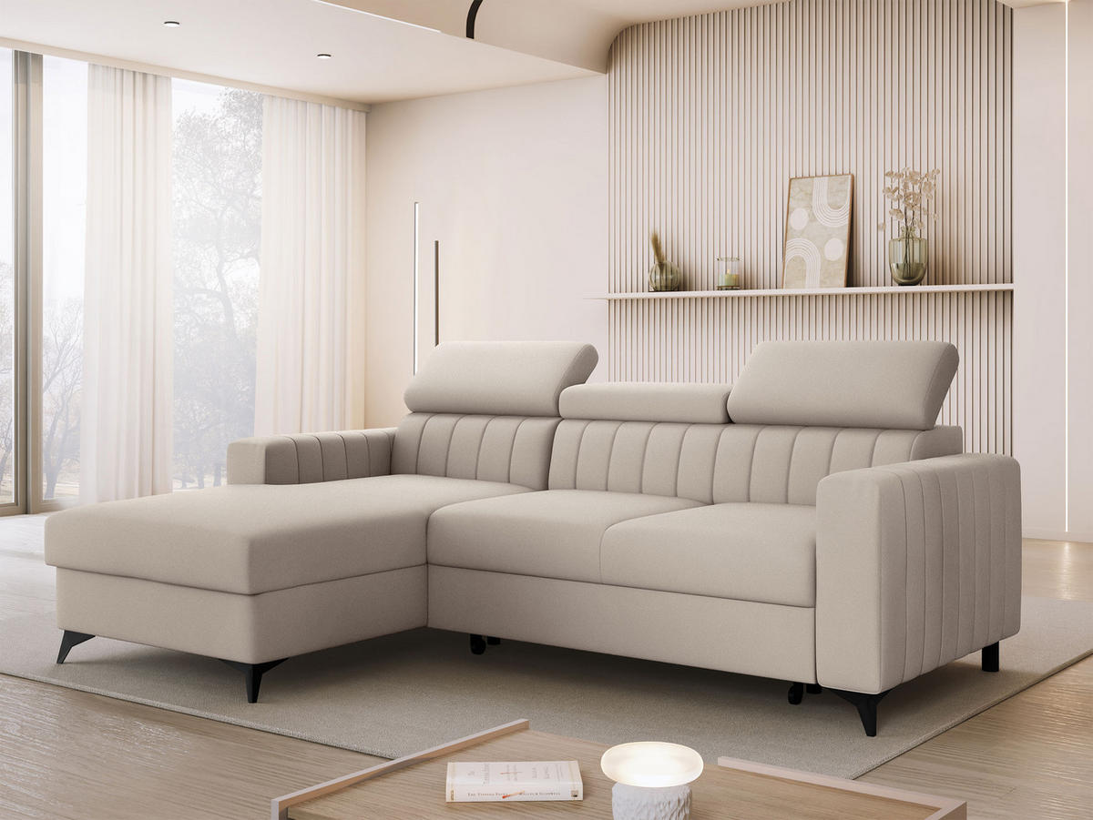 COLTAR Milano, Stanga LC+2R - bej/negru, material textil/lemn (236/172cm) - MIRJAN24