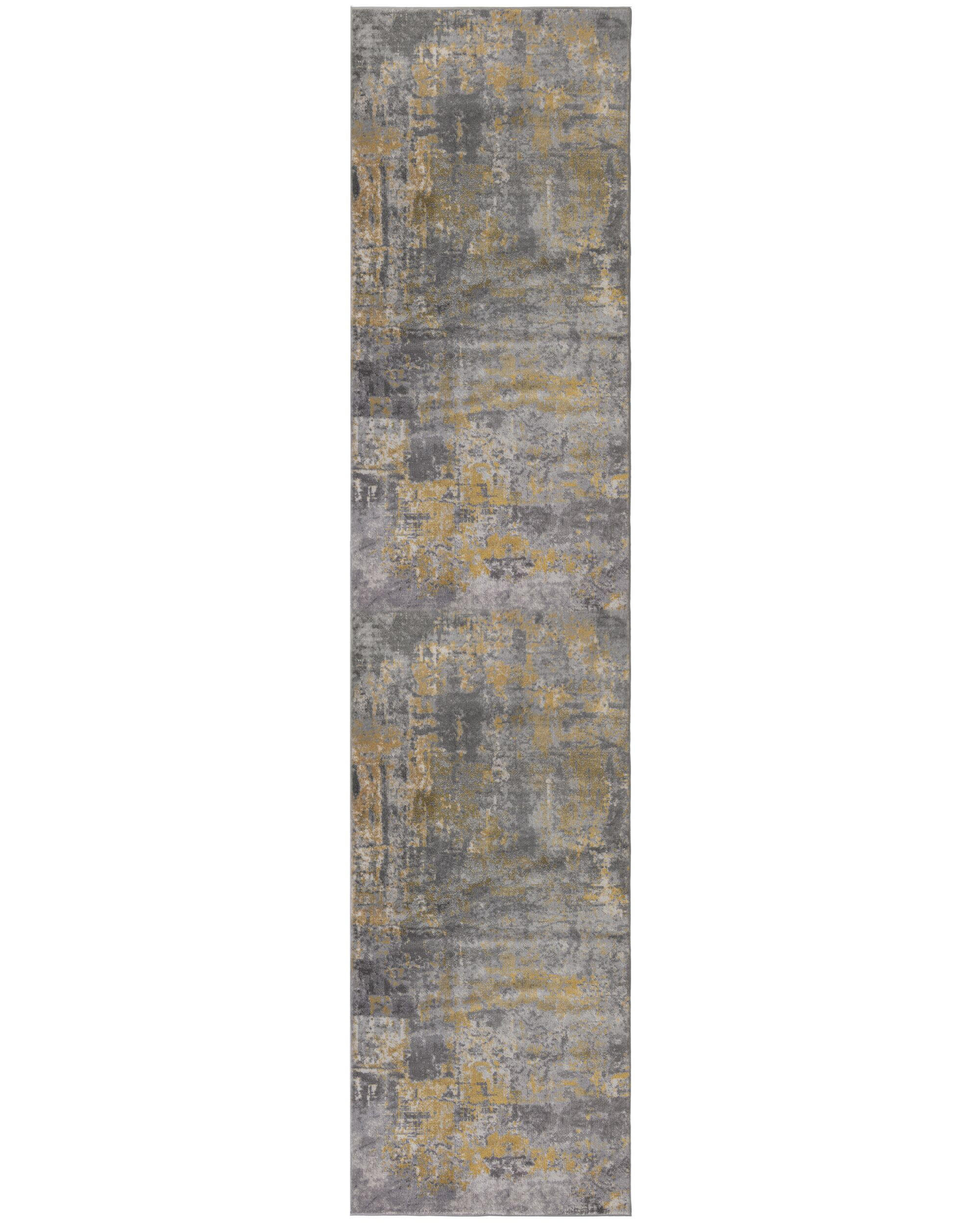 TEPPICH Kunst-Abstrakt-Muster DEE, Gelb-Grau 80x300 cm - Gelb, Textil (80/300cm) - KADIMA DESIGN
