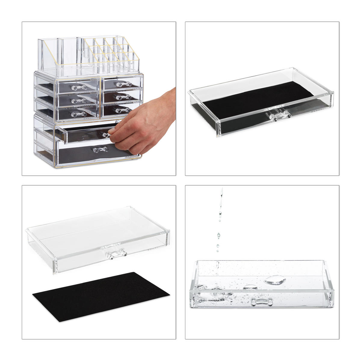 MAKEUP Organizer - Transparent, Kunststoff (24/30/14cm) - Relaxdays