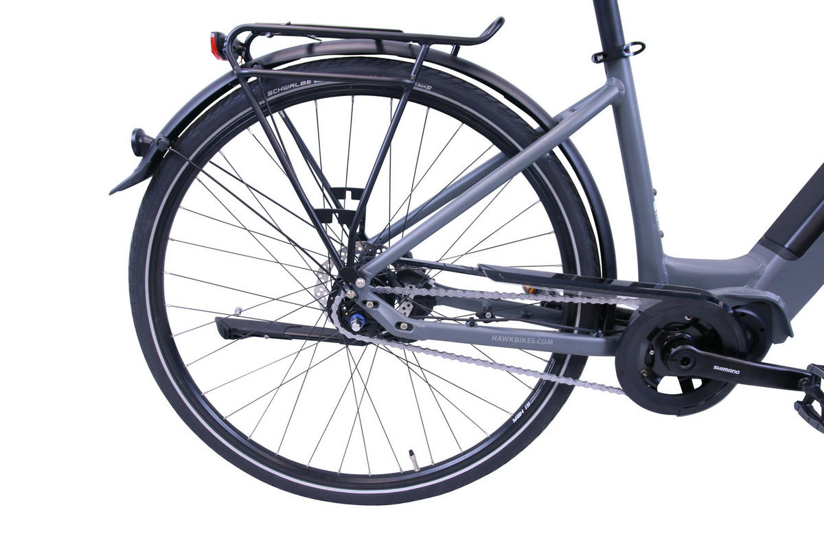 E-CITY Wave E-Bike Integrated Steps Lady 7 Gang 28 Zoll Gr:44cm - Grau, Metall (44cm) - Hawk Bikes