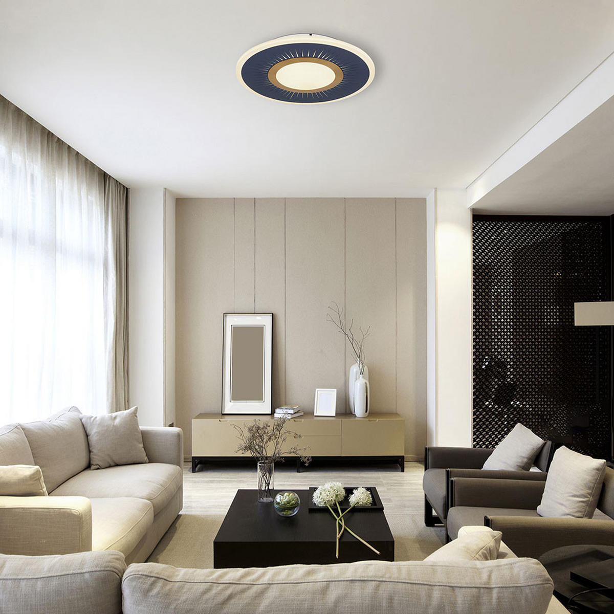 LED DECKENLEUCHTE Ingomar Blau Metall - Blau, Metall (37.2/37.2/5cm) - Globo Lighting