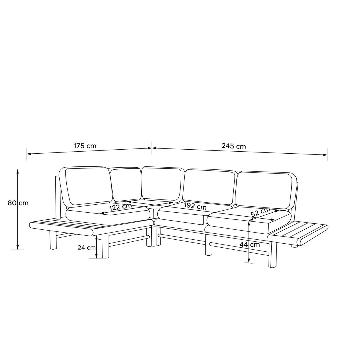 LOUNGESOFA ATREDA links - Grau, Holz/Textil (245/74/175cm) - KONSIMO®