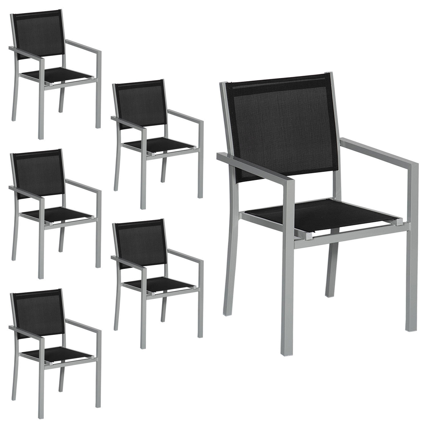 GARTENSTÜHLE Grau und Schwarz 6er-Set - Schwarz, Kunststoff (57/89.5/56.5cm) - Happy Garden