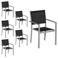 GARTENSTÜHLE Grau und Schwarz 6er-Set - Schwarz, Kunststoff (57/89.5/56.5cm) - Happy Garden